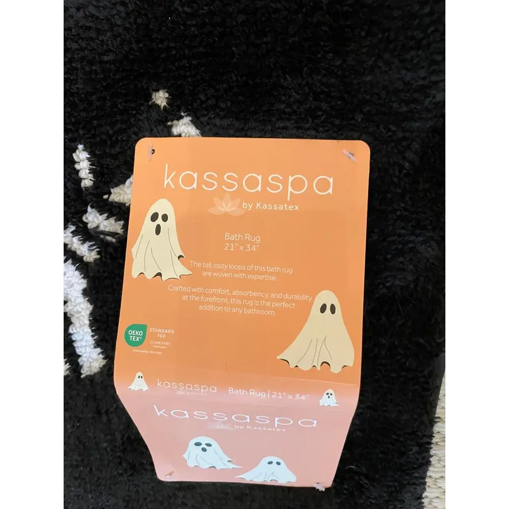 Kassaspa Mummy Walk Bath Rug 21x34  Black & White Halloween Bath Decor New